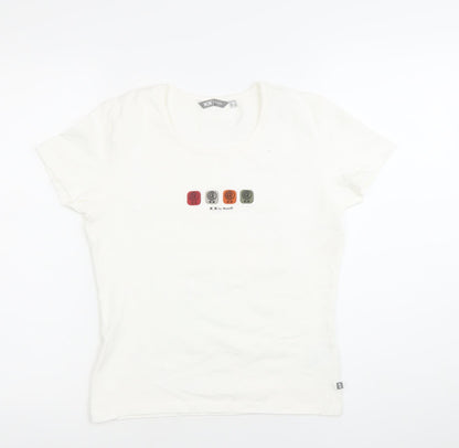 Mexx Womens White XL Scoop Neck Short Sleeve Stretch T-Shirt