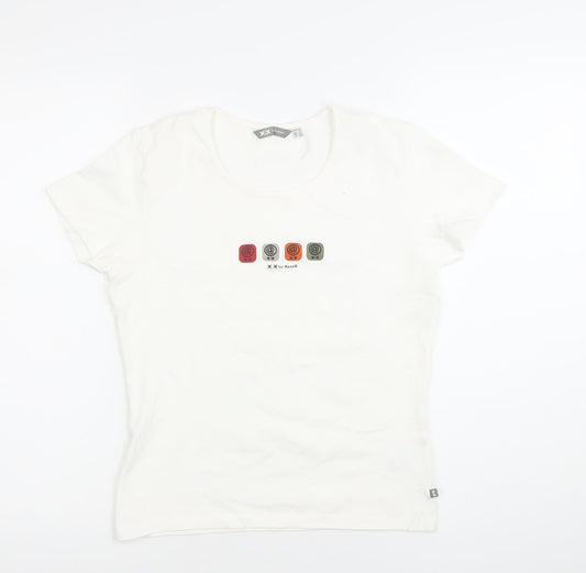 Mexx Womens White XL Scoop Neck Short Sleeve Stretch T-Shirt