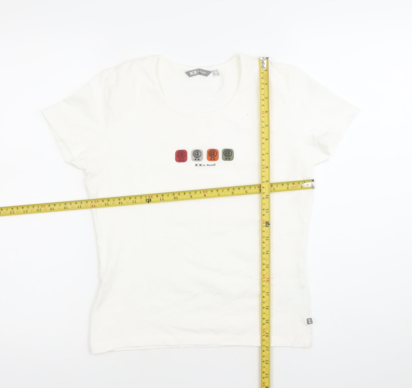 Mexx Womens White XL Scoop Neck Short Sleeve Stretch T-Shirt