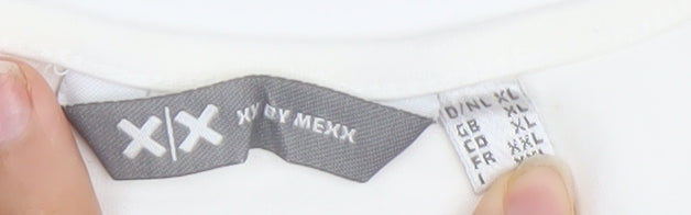 Mexx Womens White XL Scoop Neck Short Sleeve Stretch T-Shirt