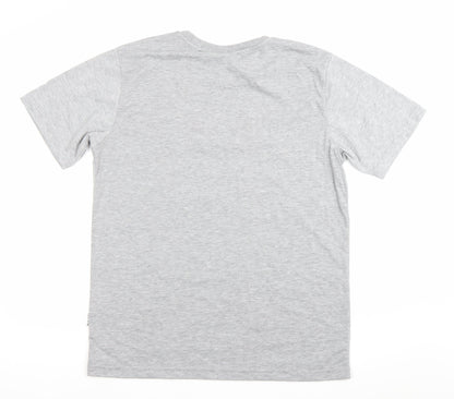 Nicce Mens Grey Embroidered Logo T-Shirt Size M Crew Neck