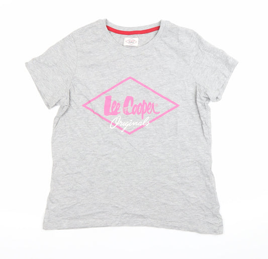 Womens UK Size 12 Lee Cooper Grey Basic T-Shirt