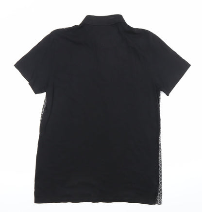 Next Men’s Black Geometric Polo Shirt Size L Short Sleeve Collared