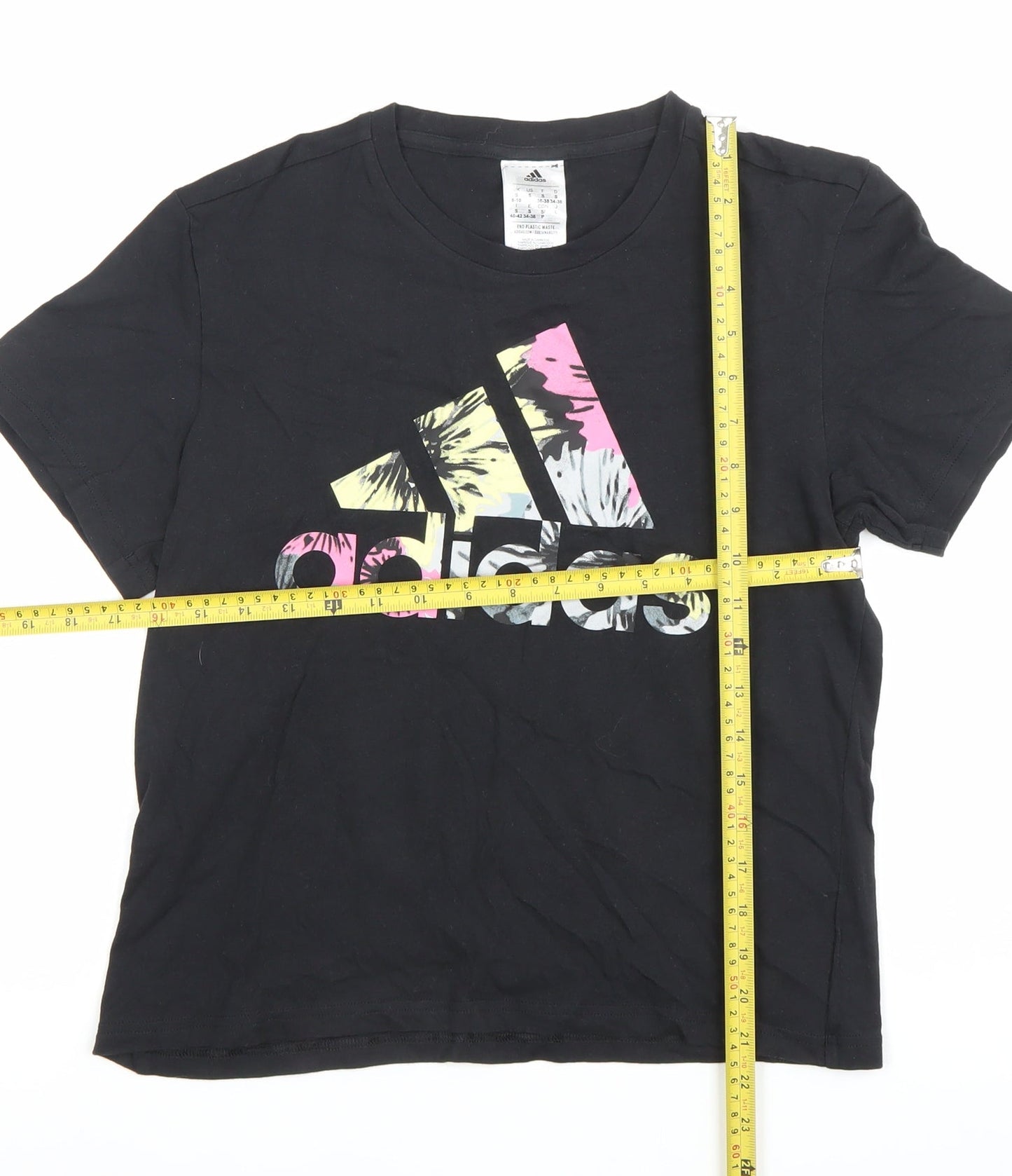 Womens UK Size S adidas Black Basic T-Shirt