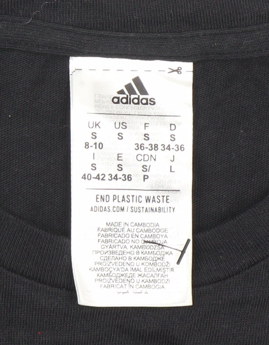 Womens UK Size S adidas Black Basic T-Shirt