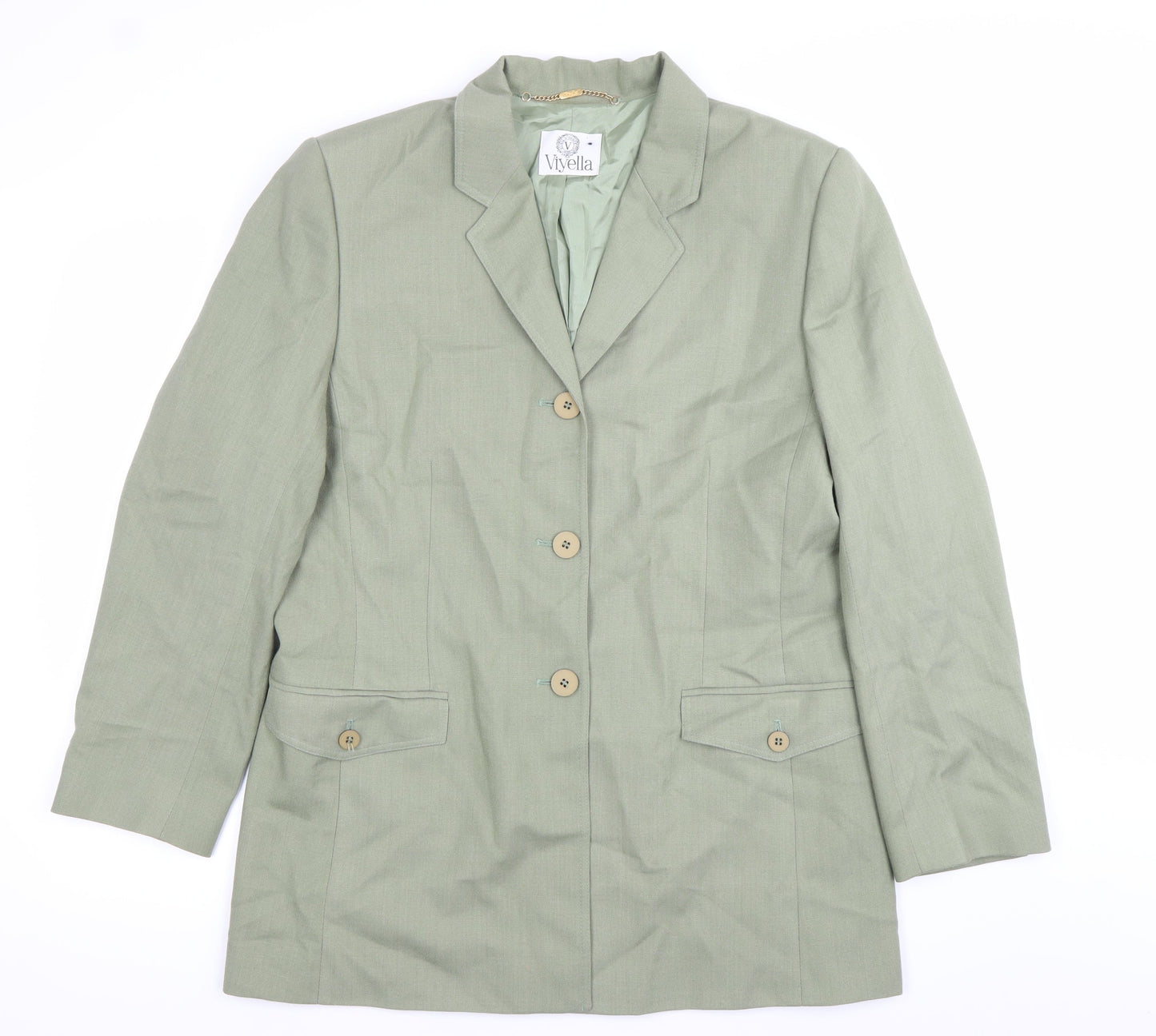 Viyella Womens Green Size 14 Single Breasted Suit Jacket