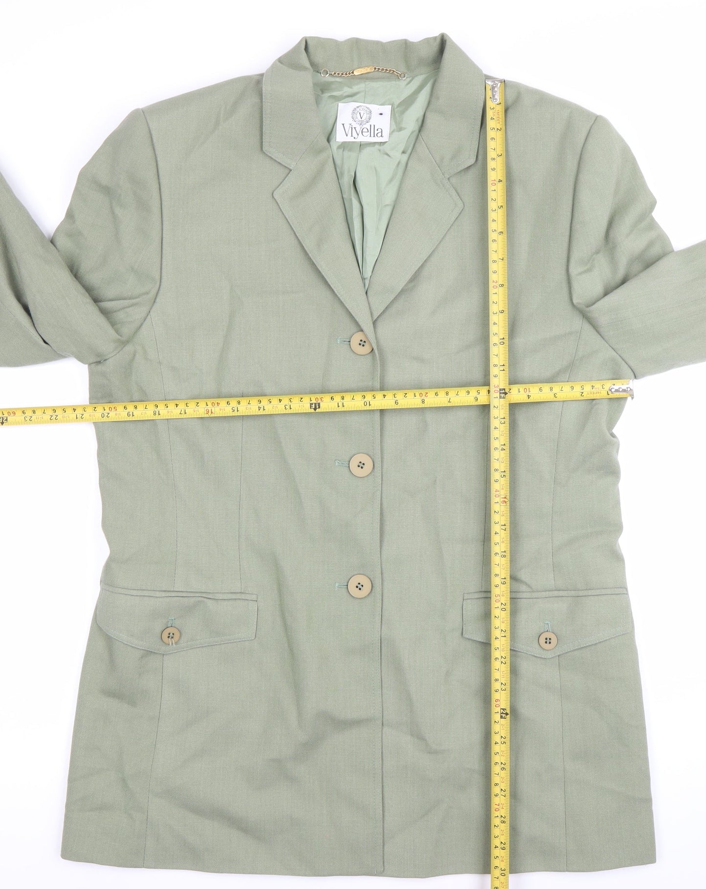 Viyella Womens Green Size 14 Single Breasted Suit Jacket