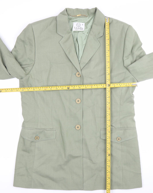 Viyella Womens Green Size 14 Single Breasted Suit Jacket