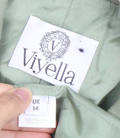 Viyella Womens Green Size 14 Single Breasted Suit Jacket