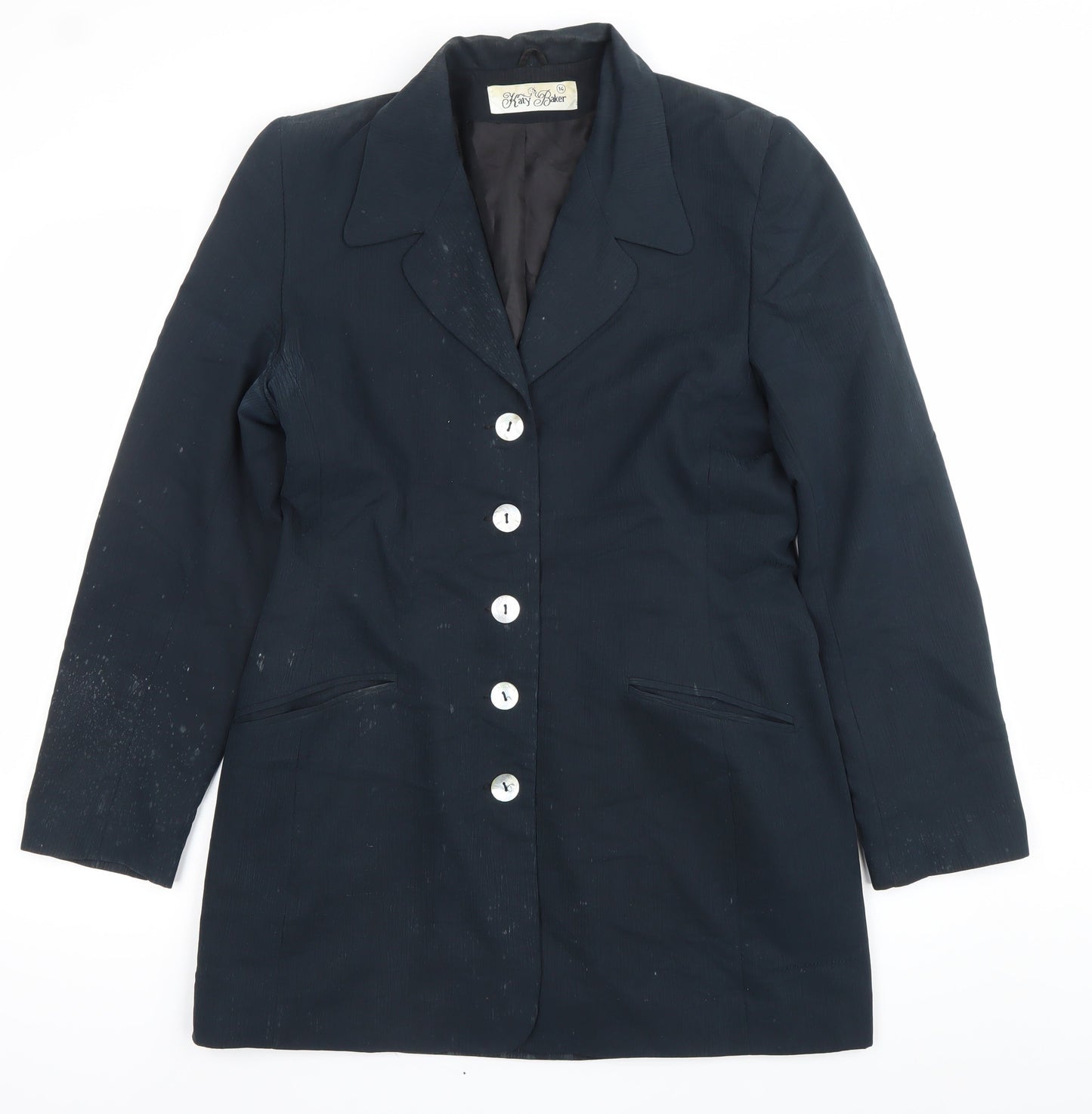 Katy Baker Women’s Black Size 14 Suit Jacket Six-Button Lined