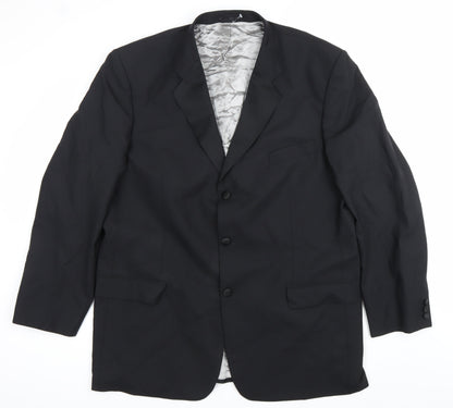 Balmain Men Black 46L Wool Blend Single-Breasted Blazer Jacket