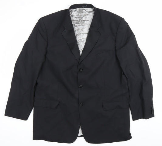 Balmain Men Black 46L Wool Blend Single-Breasted Blazer Jacket