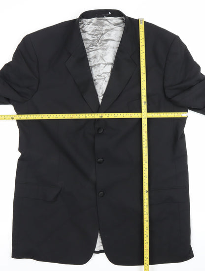 Balmain Men Black 46L Wool Blend Single-Breasted Blazer Jacket