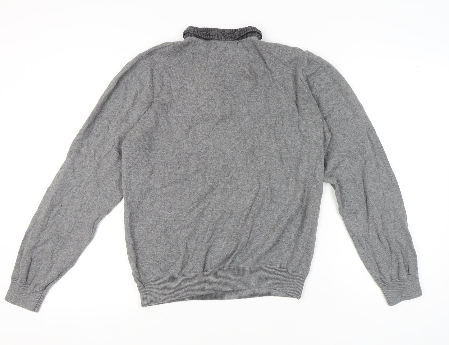 Kangol Mens Grey Cotton Henley Jumper Size L Long Sleeve Casual