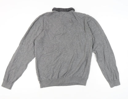 Kangol Mens Grey Cotton Henley Jumper Size L Long Sleeve Casual