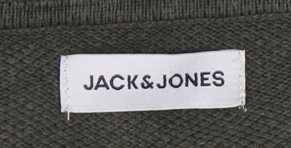 Jack & Jones Men’s Green Cotton Waffle-Knit Jumper Size L
