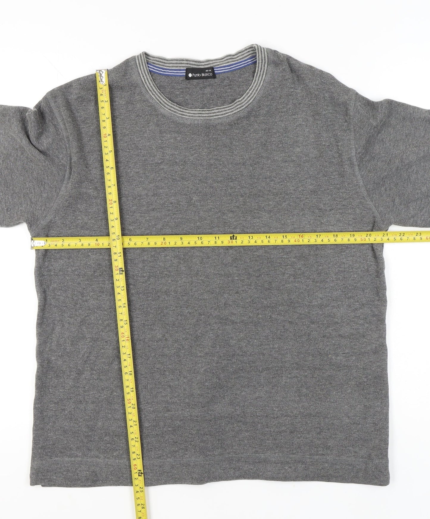 Punto Blanco Men’s Grey Cotton Blend M Crew Neck Pullover Jumper