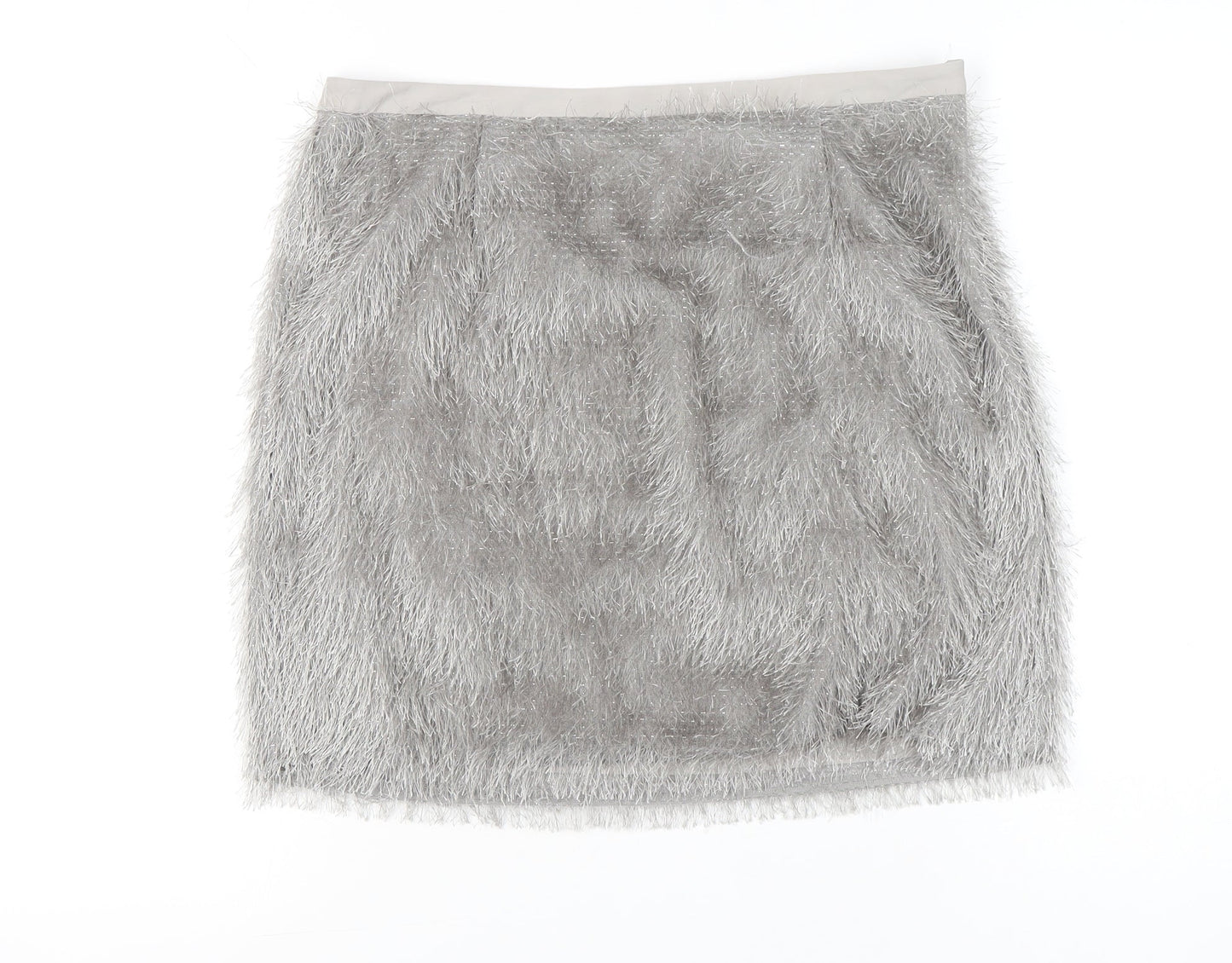 ASOS Women’s Grey Faux Fur Trim Short Pencil Skirt Size 16