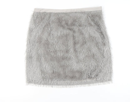 ASOS Women’s Grey Faux Fur Trim Short Pencil Skirt Size 16