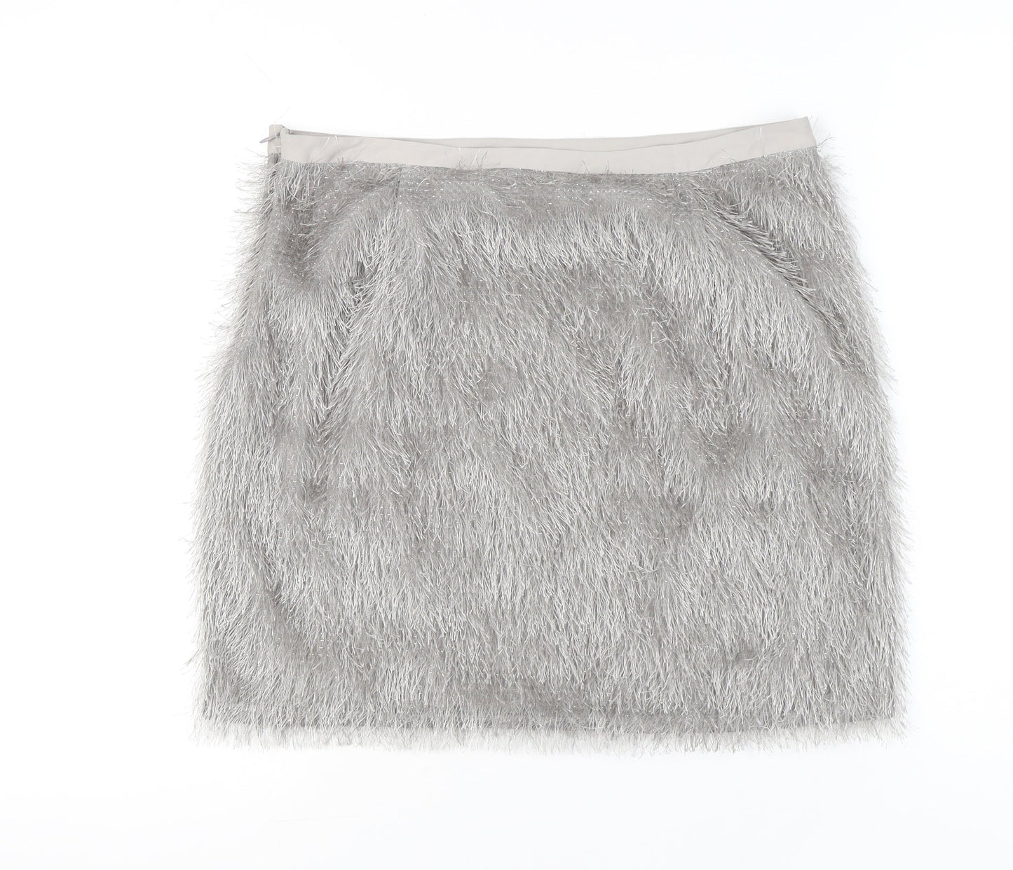 ASOS Women’s Grey Faux Fur Trim Short Pencil Skirt Size 16