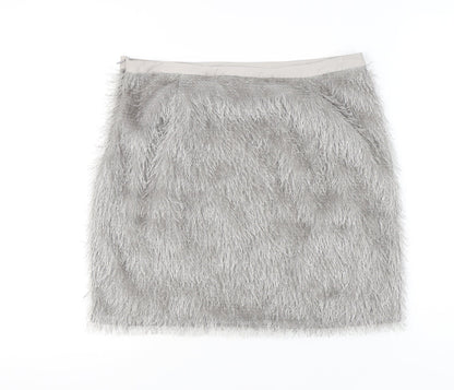 ASOS Women’s Grey Faux Fur Trim Short Pencil Skirt Size 16