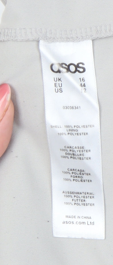 ASOS Women’s Grey Faux Fur Trim Short Pencil Skirt Size 16