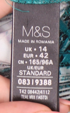 Marks and Spencer Womens Multicoloured Tropical Sheath Dress Size 14