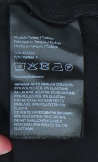 H&M Women Black XS Lace V-Neck Bodysuit Long Sleeve Stretch