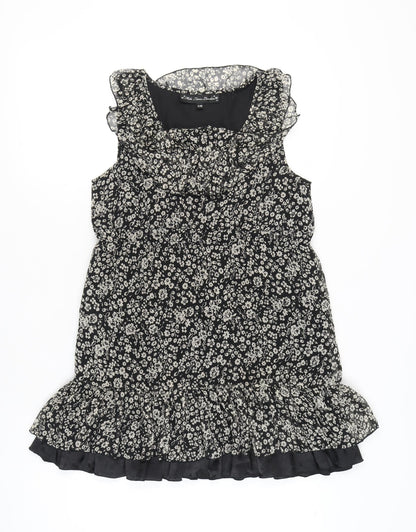 Mela Loves London Women’s Black Floral Ruffle Shift Dress S