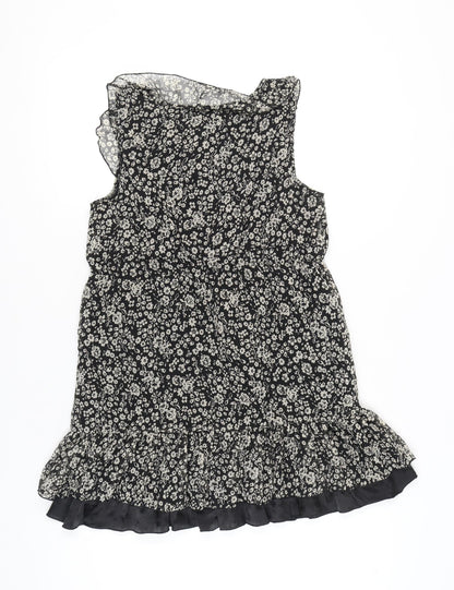 Mela Loves London Women’s Black Floral Ruffle Shift Dress S