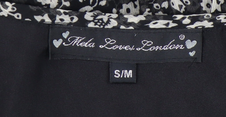 Mela Loves London Women’s Black Floral Ruffle Shift Dress S