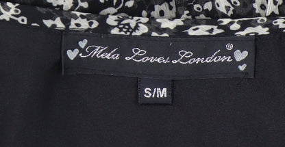 Mela Loves London Women’s Black Floral Ruffle Shift Dress S