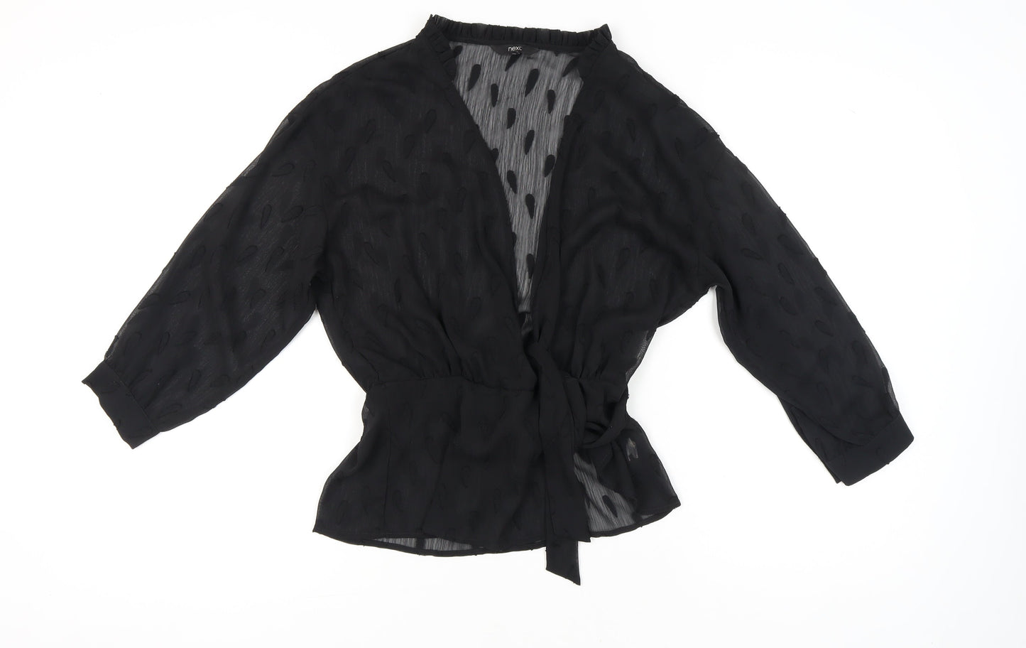Womens UK Size 8 NEXT Black Wrap Blouse