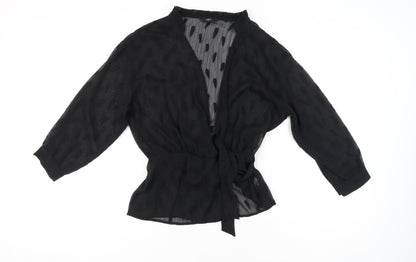 Womens UK Size 8 NEXT Black Wrap Blouse