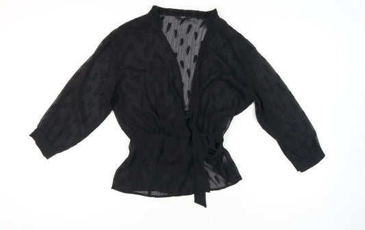 Womens UK Size 8 NEXT Black Wrap Blouse