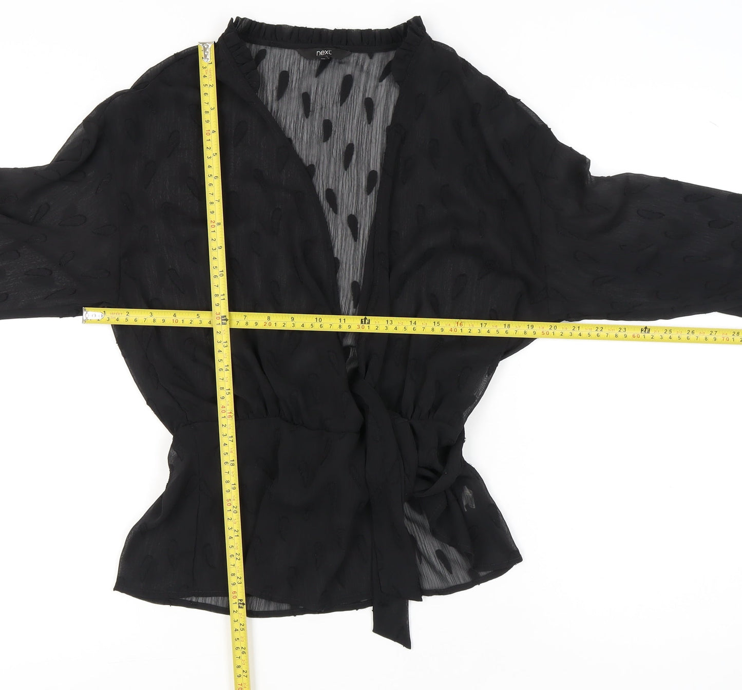 Womens UK Size 8 NEXT Black Wrap Blouse
