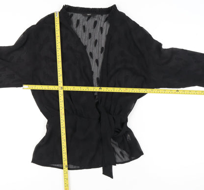 Womens UK Size 8 NEXT Black Wrap Blouse