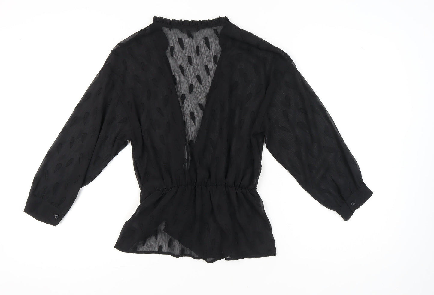 Womens UK Size 8 NEXT Black Wrap Blouse