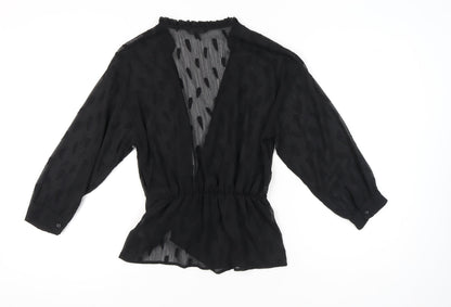 Womens UK Size 8 NEXT Black Wrap Blouse
