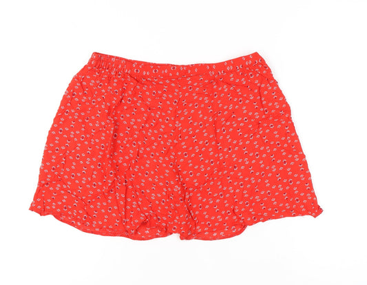 Clockhouse Womens Red A-Line Short Skirt Size 10 Viscose Button Detail