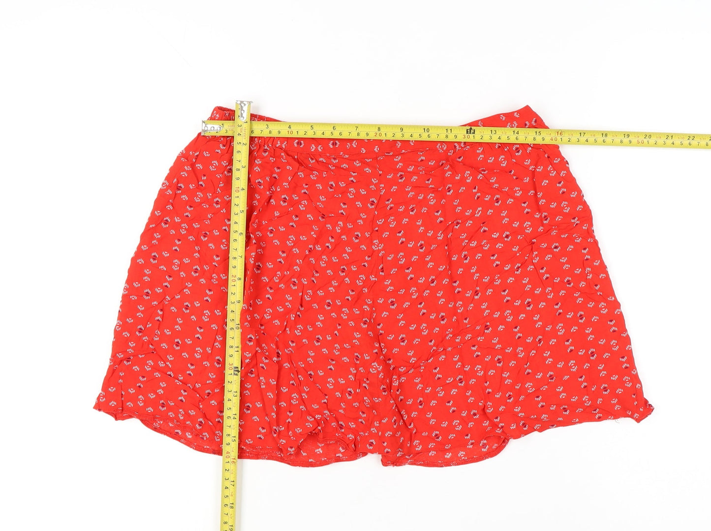 Clockhouse Womens Red A-Line Short Skirt Size 10 Viscose Button Detail