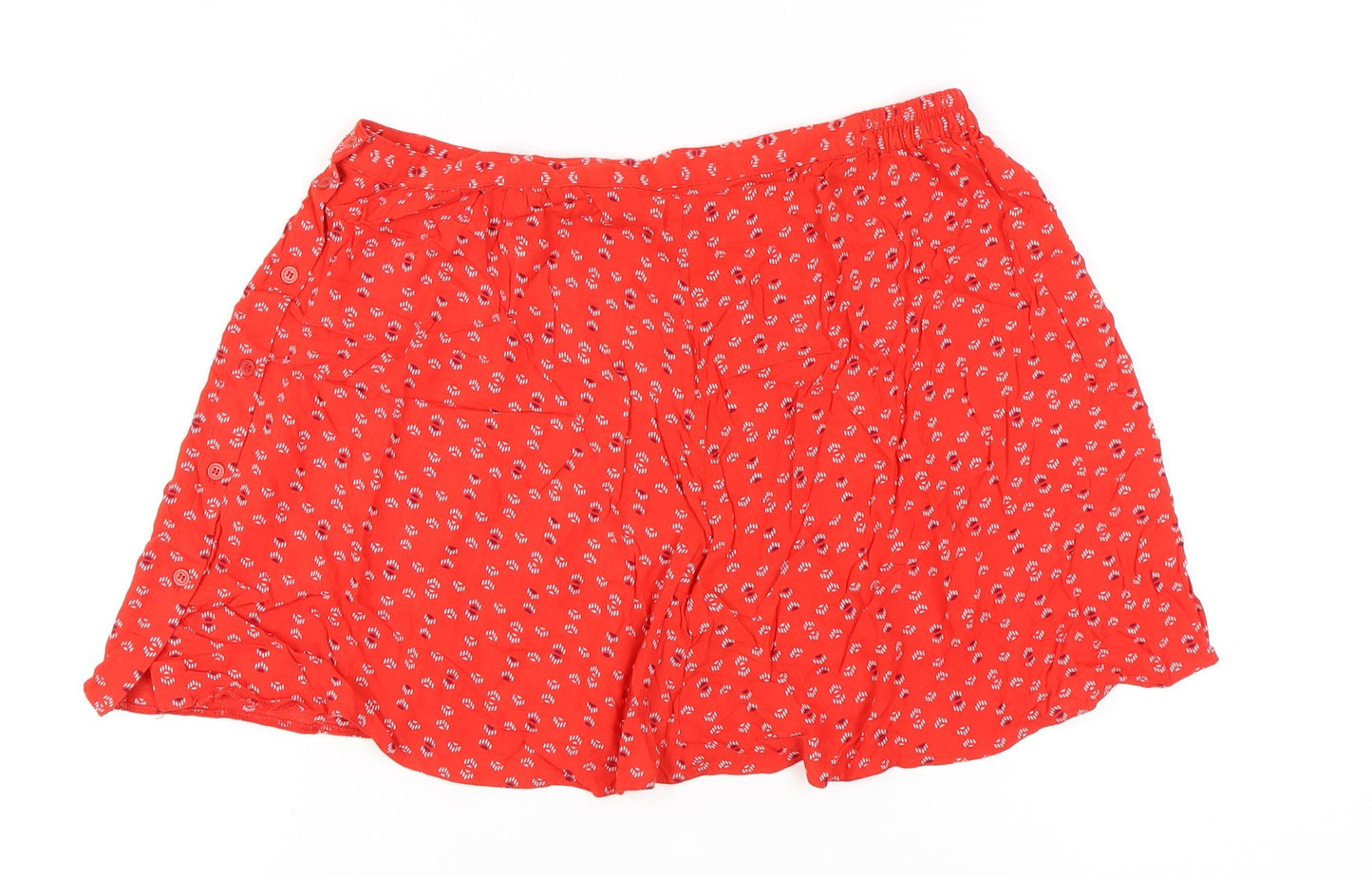 Clockhouse Womens Red A-Line Short Skirt Size 10 Viscose Button Detail