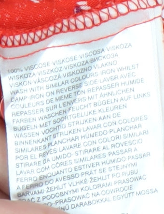 Clockhouse Womens Red A-Line Short Skirt Size 10 Viscose Button Detail