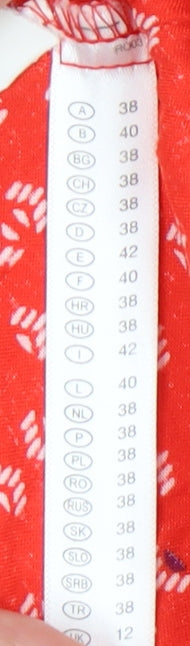 Clockhouse Womens Red A-Line Short Skirt Size 10 Viscose Button Detail