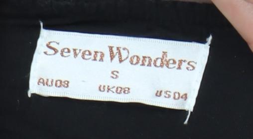 Seven Wonders Women’s Black Size 8 One Shoulder Puff Sleeve Cotton Bodycon Midi Dress