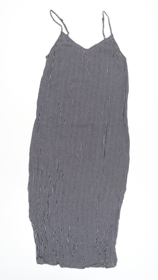 Marks and Spencer Women’s Blue Striped Midi Slip Dress Size 10