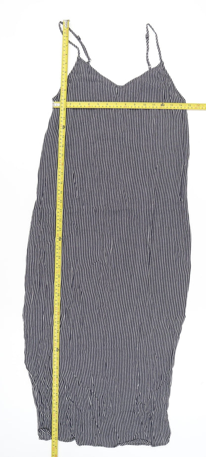 Marks and Spencer Women’s Blue Striped Midi Slip Dress Size 10