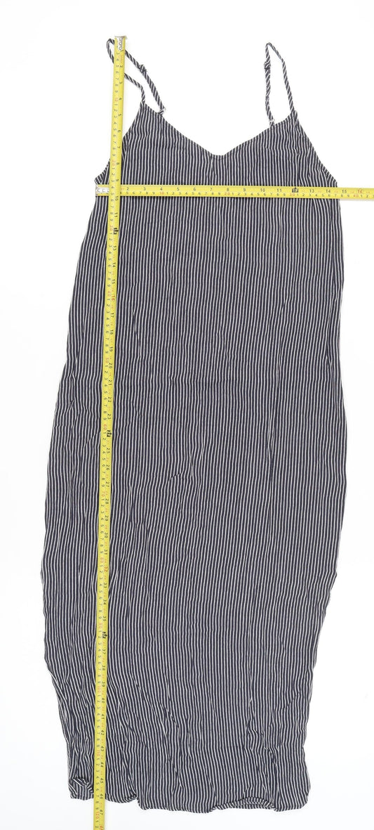 Marks and Spencer Women’s Blue Striped Midi Slip Dress Size 10