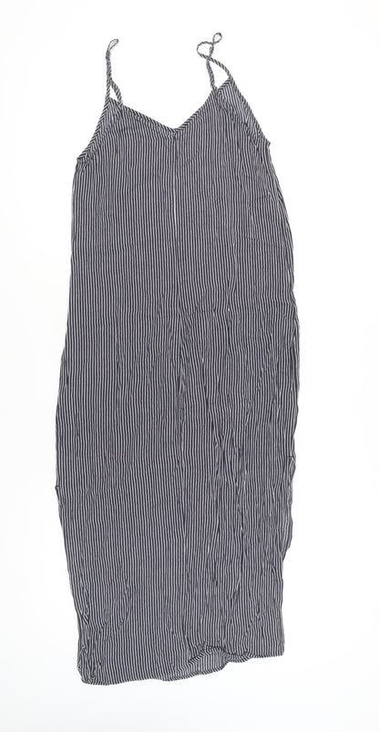 Marks and Spencer Women’s Blue Striped Midi Slip Dress Size 10