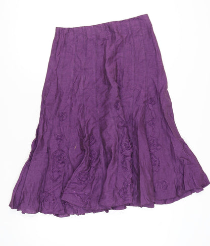 Marks and Spencer Women’s Purple Linen A-Line Midi Skirt Size 10